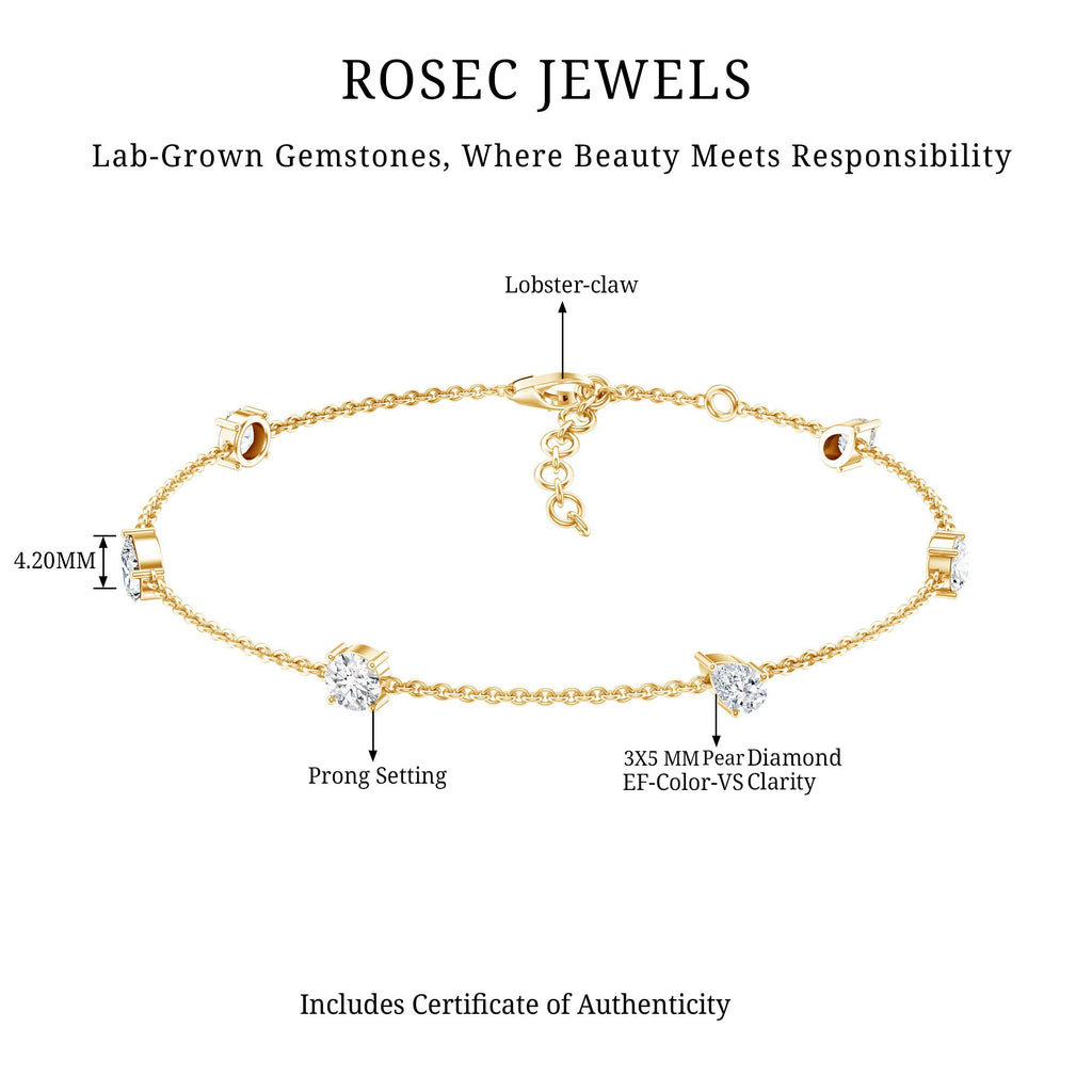 Lab Grown Diamond Bracelet - Stackable Chain With Prong Setting Diamonds