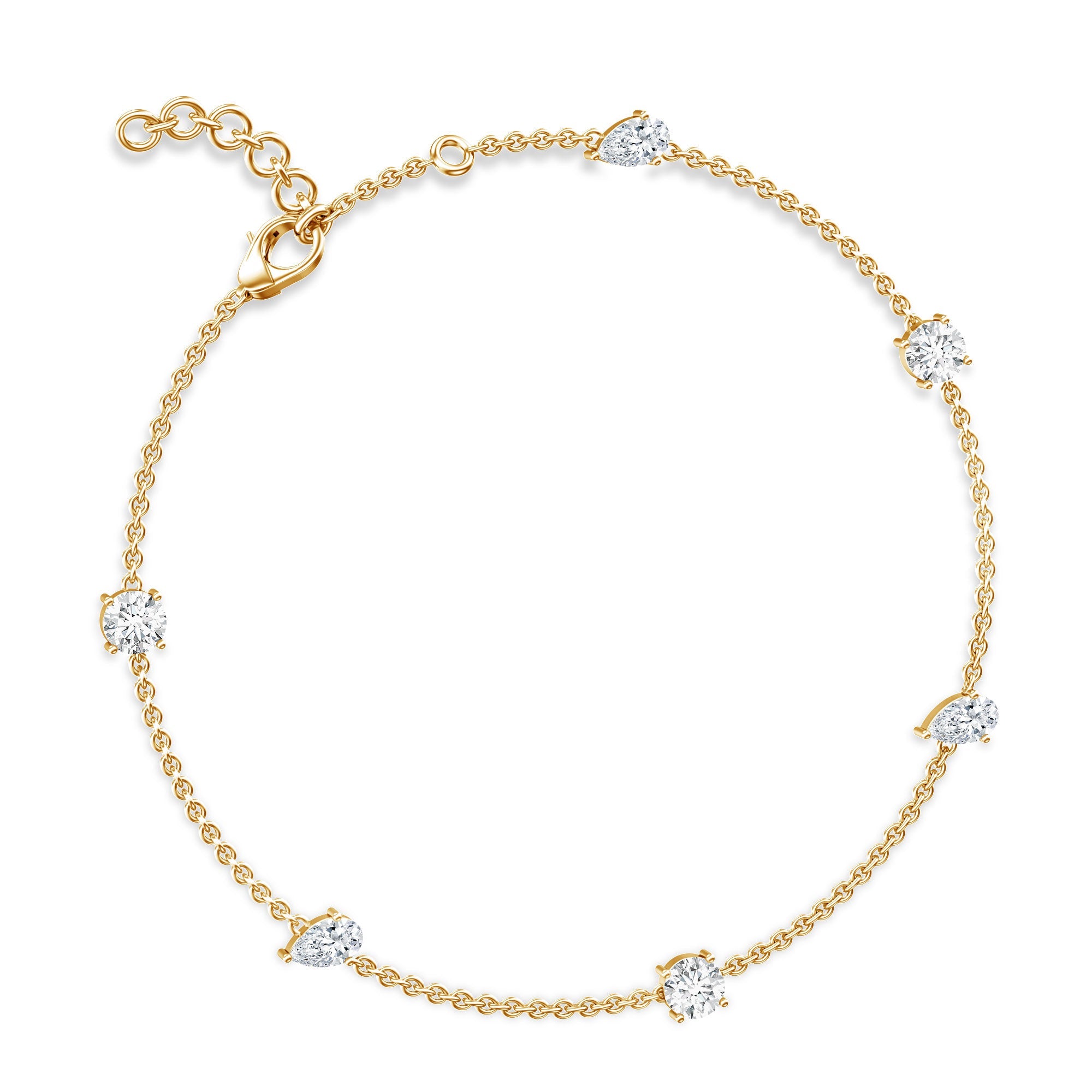 Lab Grown Diamond Bracelet - Stackable Chain With Prong Setting Diamonds