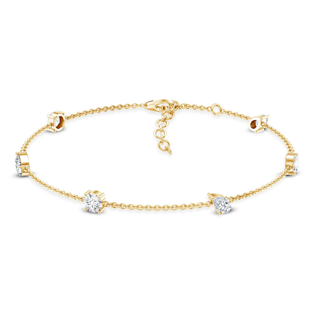 Lab Grown Diamond Bracelet - Stackable Chain With Prong Setting Diamonds