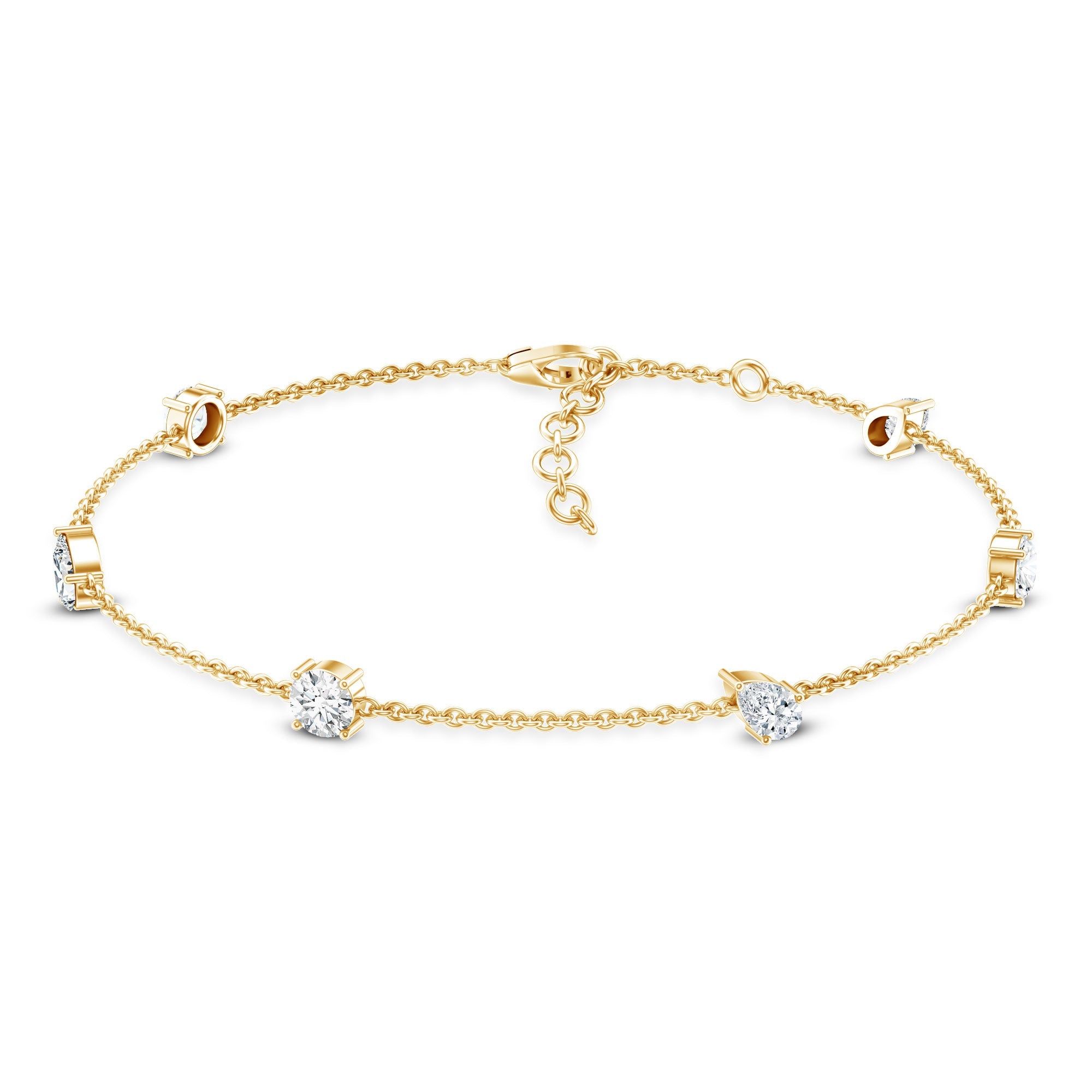 Lab Grown Diamond Bracelet - Stackable Chain With Prong Setting Diamonds