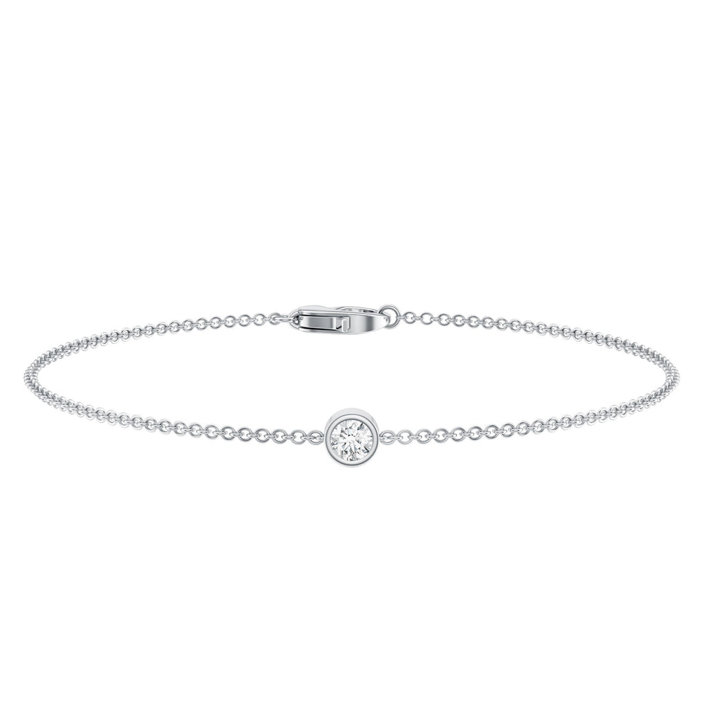 Lab Grown Diamond Bracelet – Bezel Set 4mm Round Cut Solitaire Cable Chain