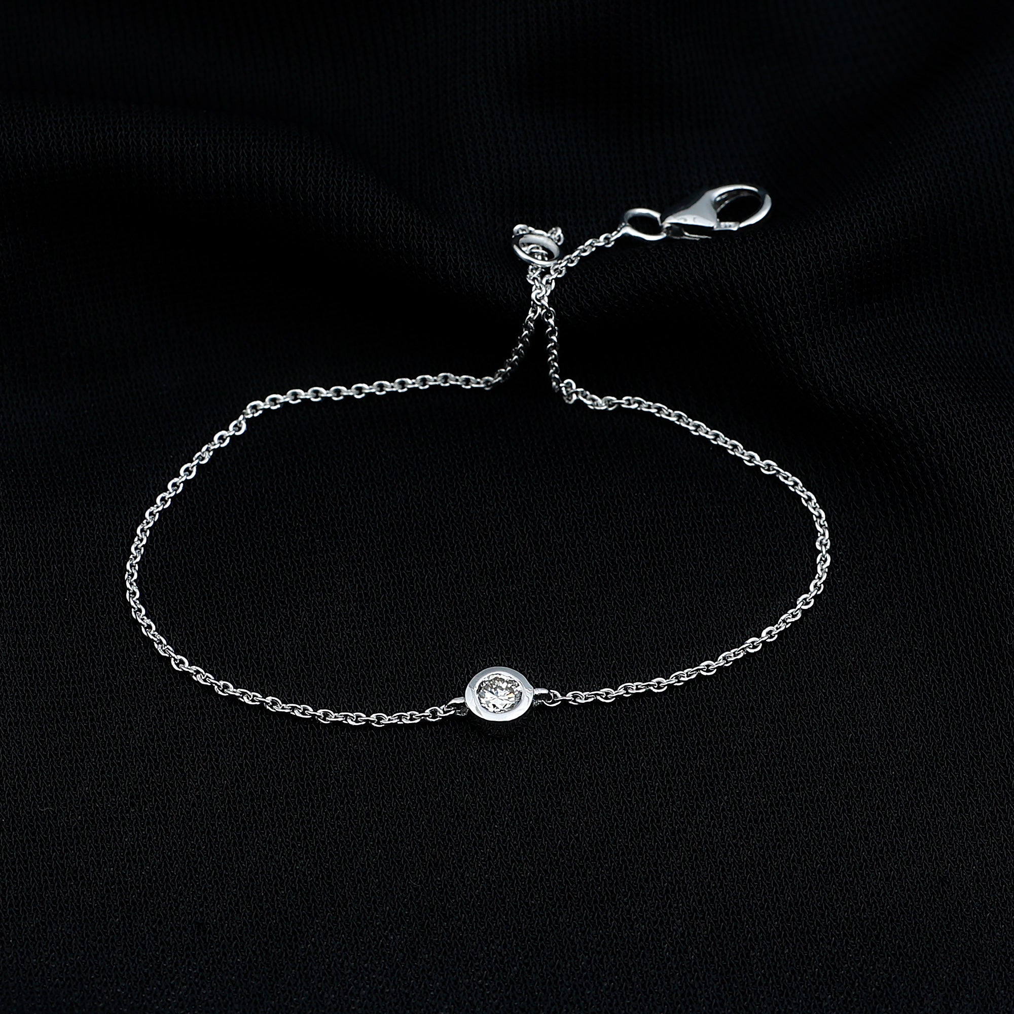 Lab Grown Diamond Bracelet – Bezel Set 4mm Round Cut Solitaire Cable Chain