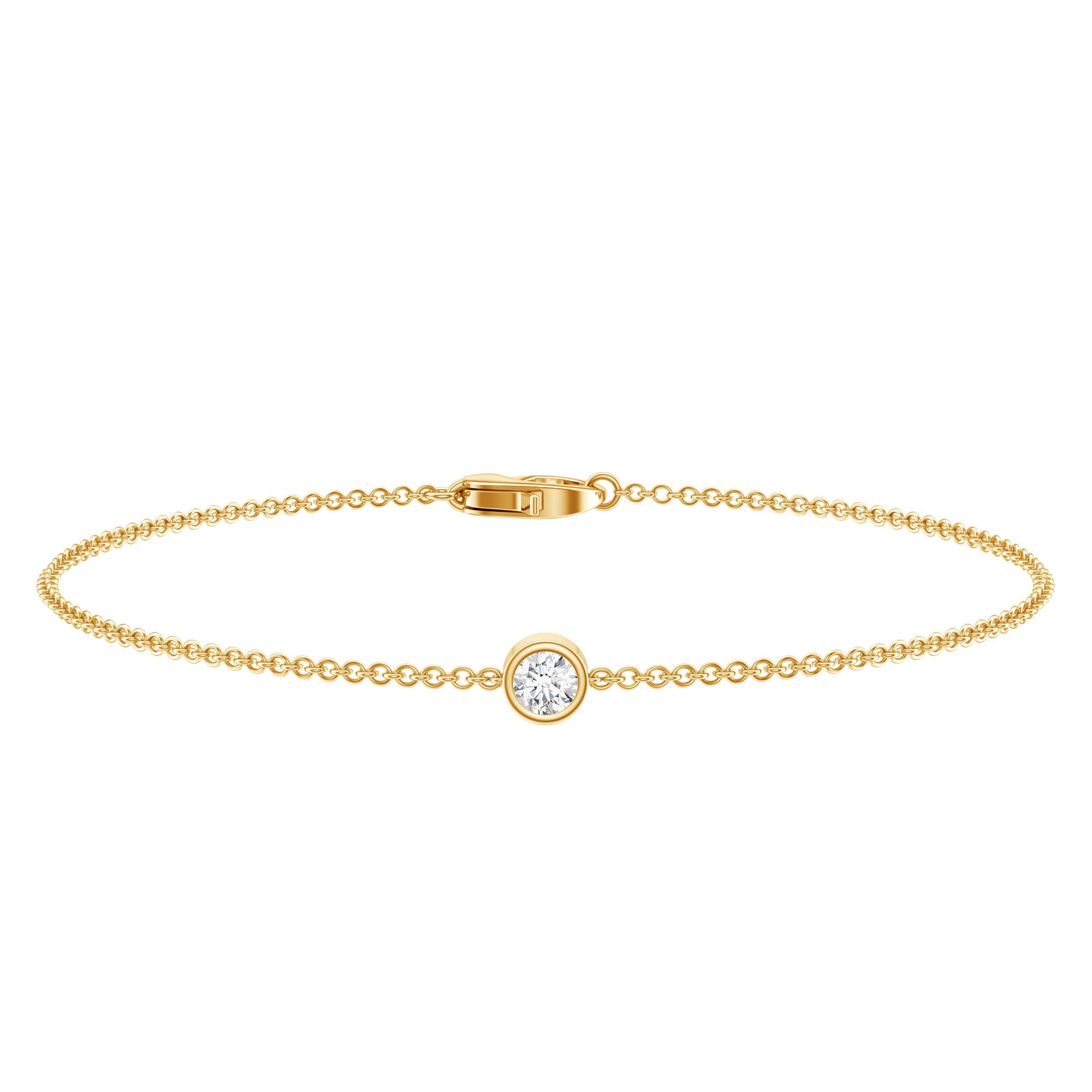 Lab Grown Diamond Bracelet – Bezel Set 4mm Round Cut Solitaire Cable Chain