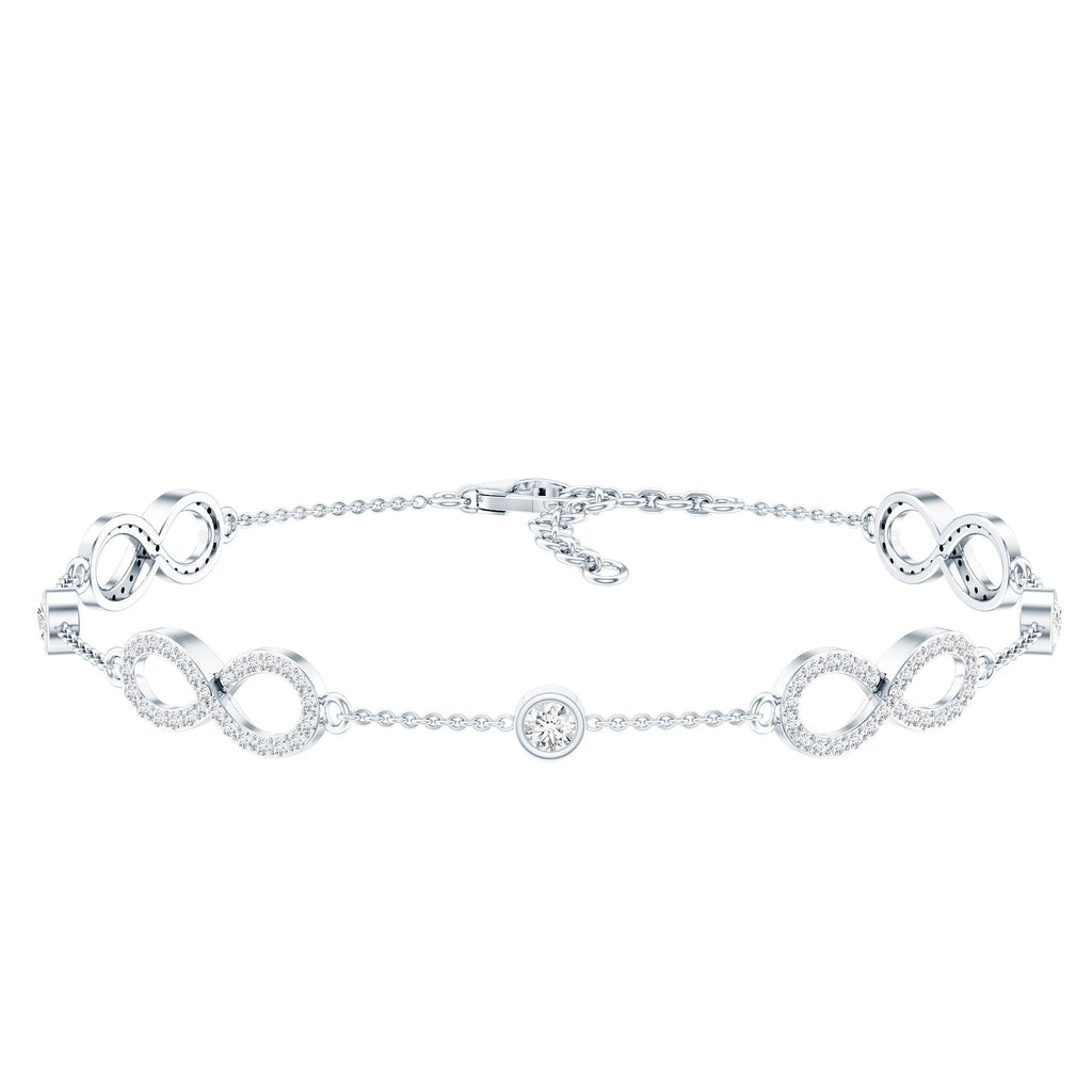 Moissanite Infinity Bracelet – D-VS1 Quality Adjustable Chain, Rose Gold