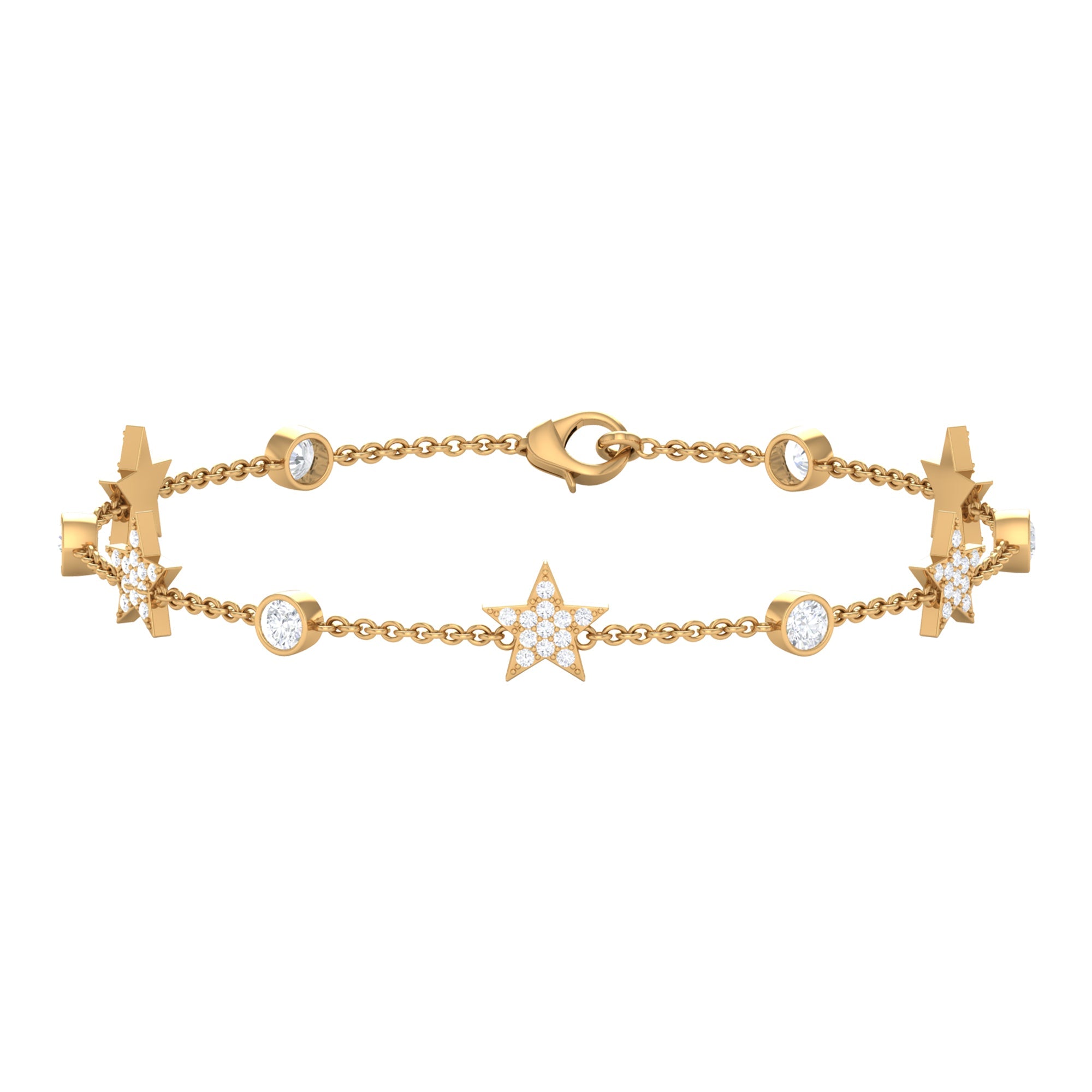 Moissanite Star Bracelet – Elegant Celestial Jewelry Gift with Bezel Setting