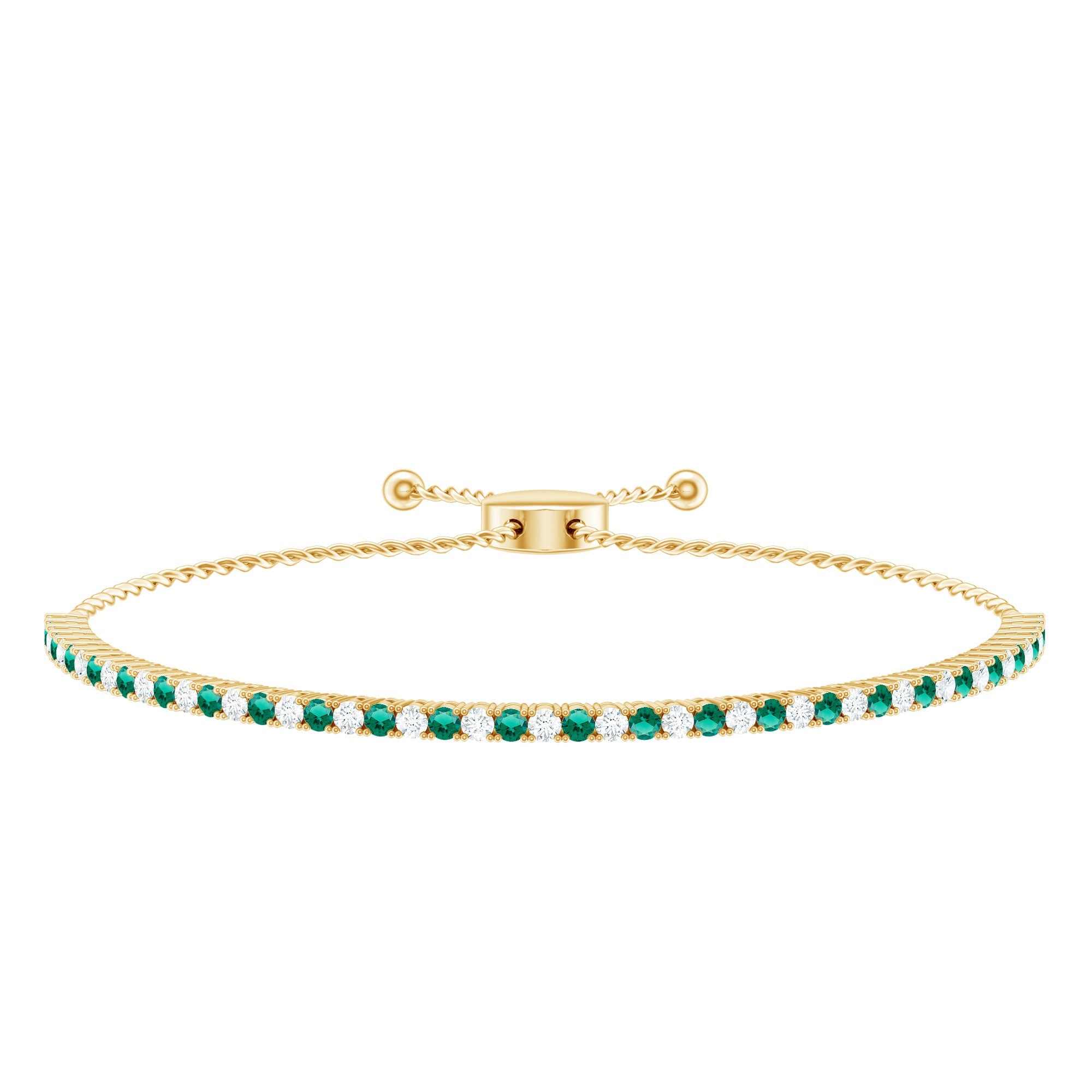 Lab Grown Diamond Bracelet – Emerald Bolo With Adjustable Sliding Clasp