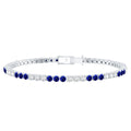 Prong Set Lab Grown Diamond Sapphire Eternity Tennis Bracelet