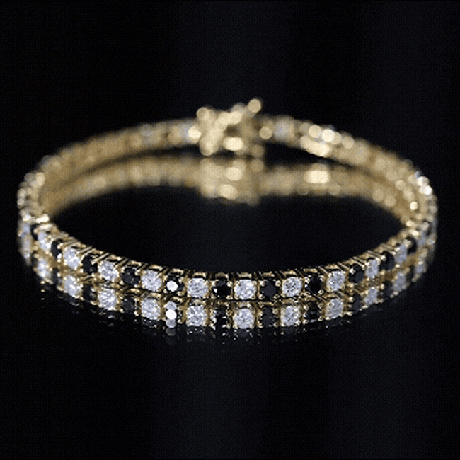 Prong Set Certified Lab Grown Black and White Diamond Tennis Bracelet