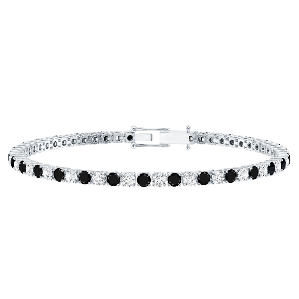 Prong Set Certified Lab Grown Black and White Diamond Tennis Bracelet