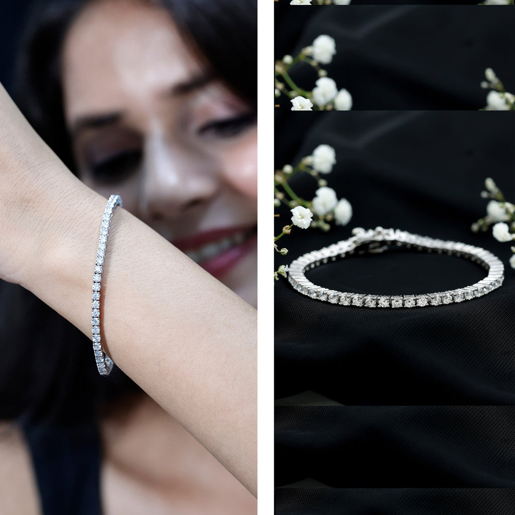 Lab Grown Diamond Bracelet – Classic Round Diamond Tennis Band in Prong Setting