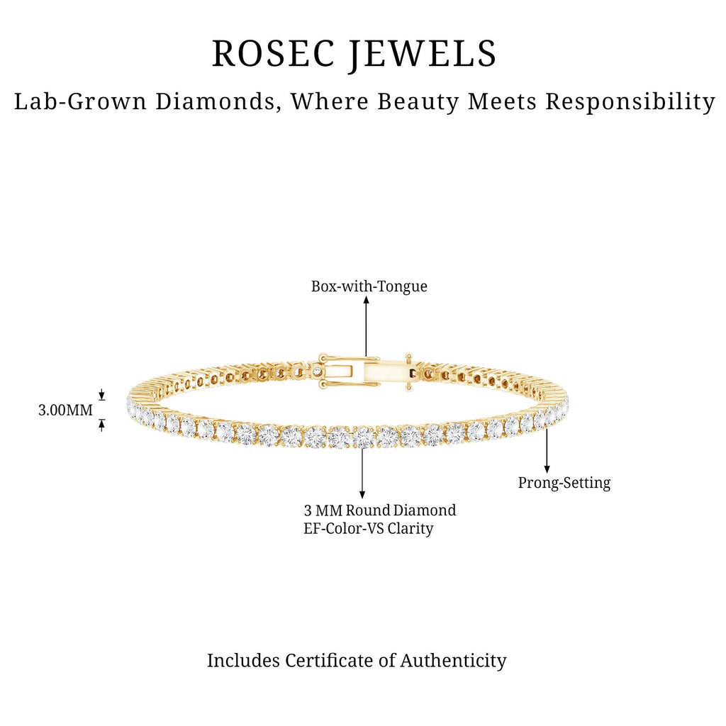 Lab Grown Diamond Bracelet – Classic Round Diamond Tennis Band in Prong Setting