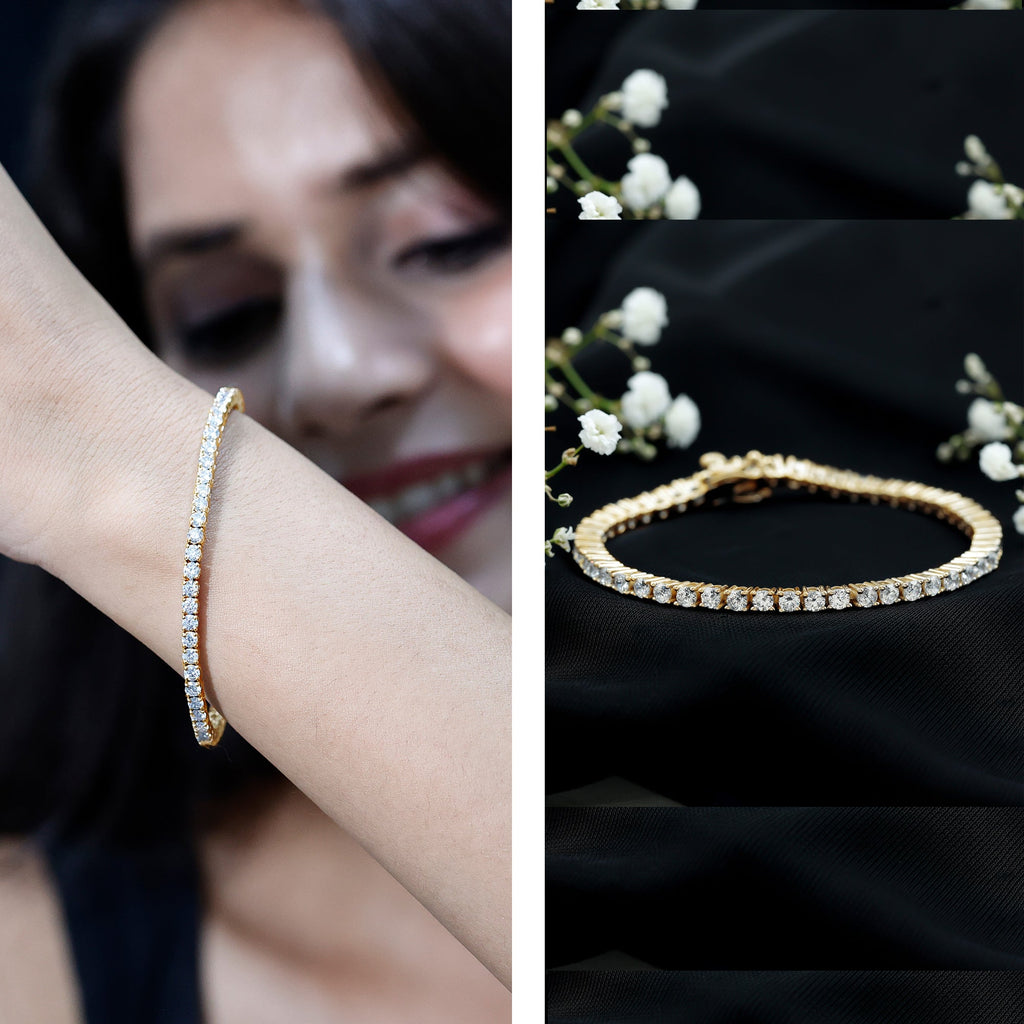 Lab Grown Diamond Bracelet – Classic Round Diamond Tennis Band in Prong Setting