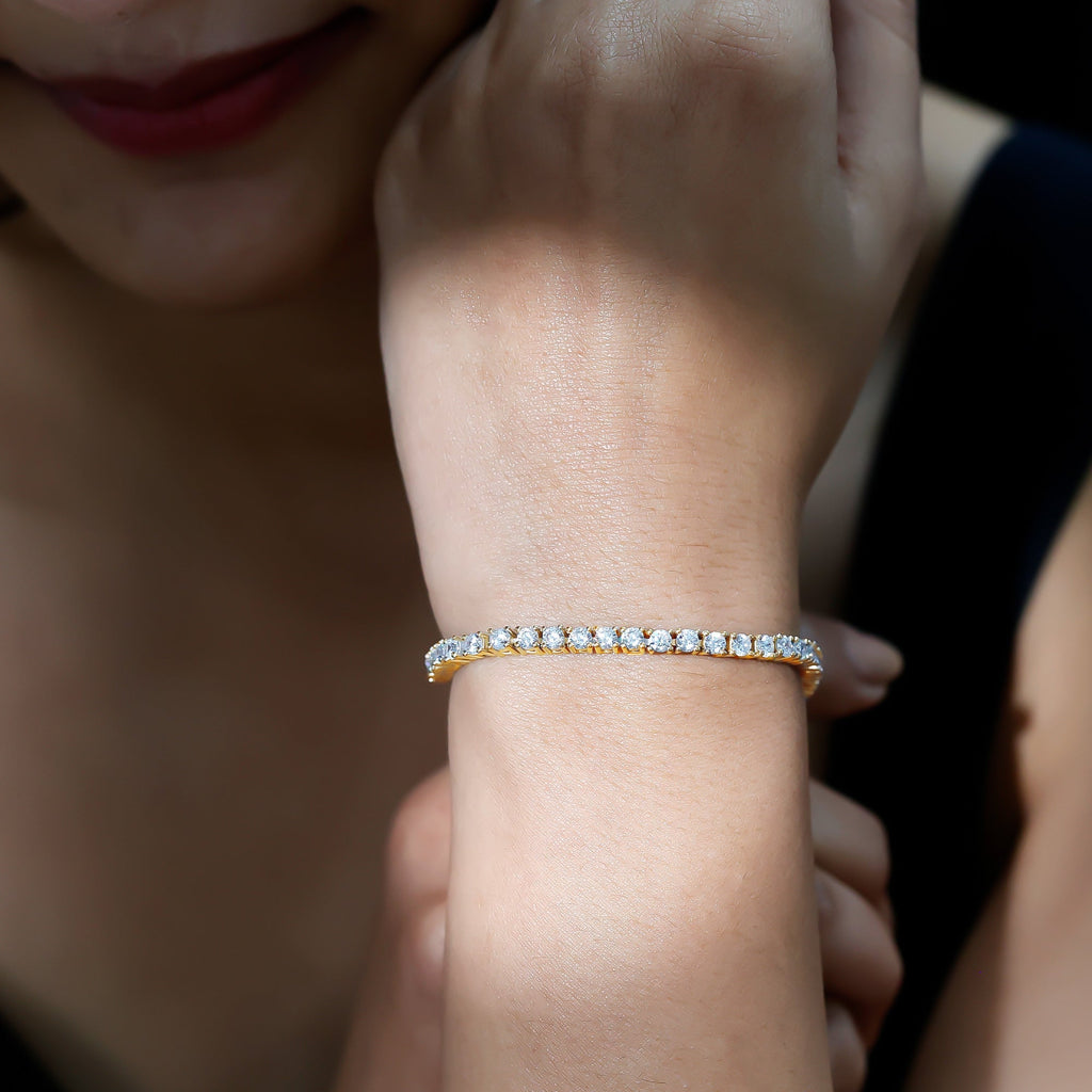 Lab Grown Diamond Bracelet – Classic Round Diamond Tennis Band in Prong Setting