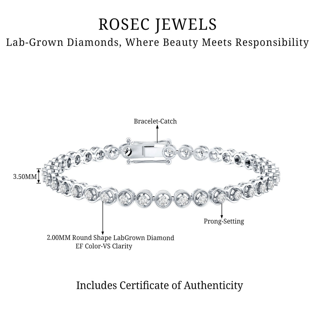 Lab Grown Diamond Bracelet – 1 Carat Round Tennis Bracelet | Prong Setting Elegance