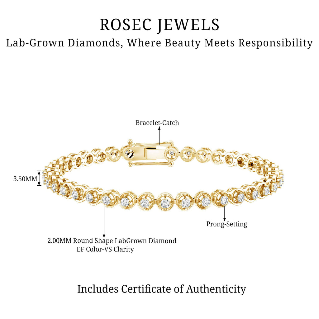 Lab Grown Diamond Bracelet – 1 Carat Round Tennis Bracelet | Prong Setting Elegance