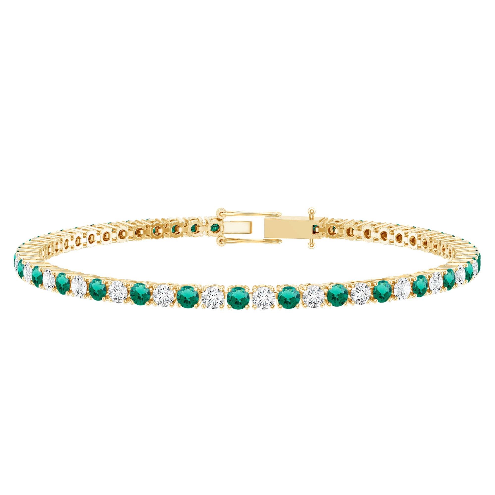 Emerald Diamond Tennis Bracelet – Certified Lab Grown Diamonds, Elegant Gemstone Design
