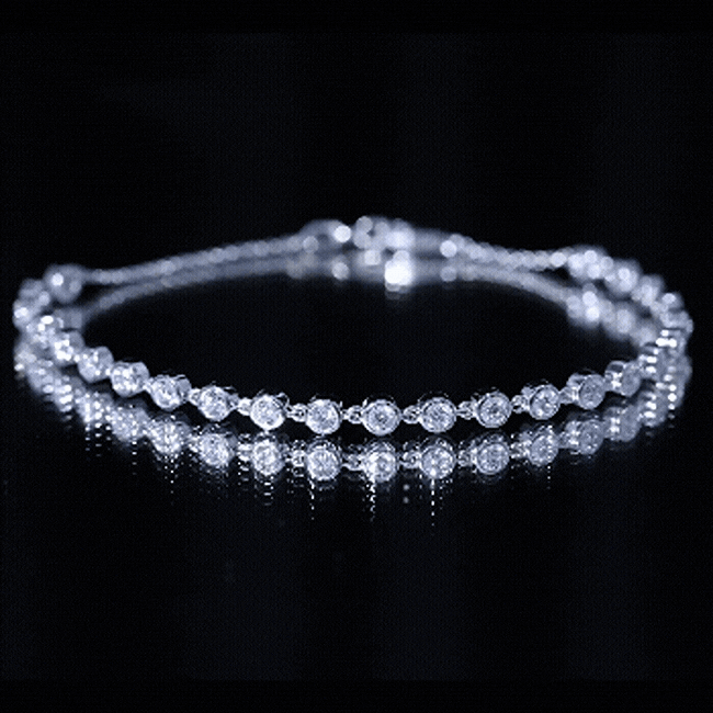 Lab Grown Diamond Bracelet – Bezel Set Diamond Eternity Chain in Precious Metal