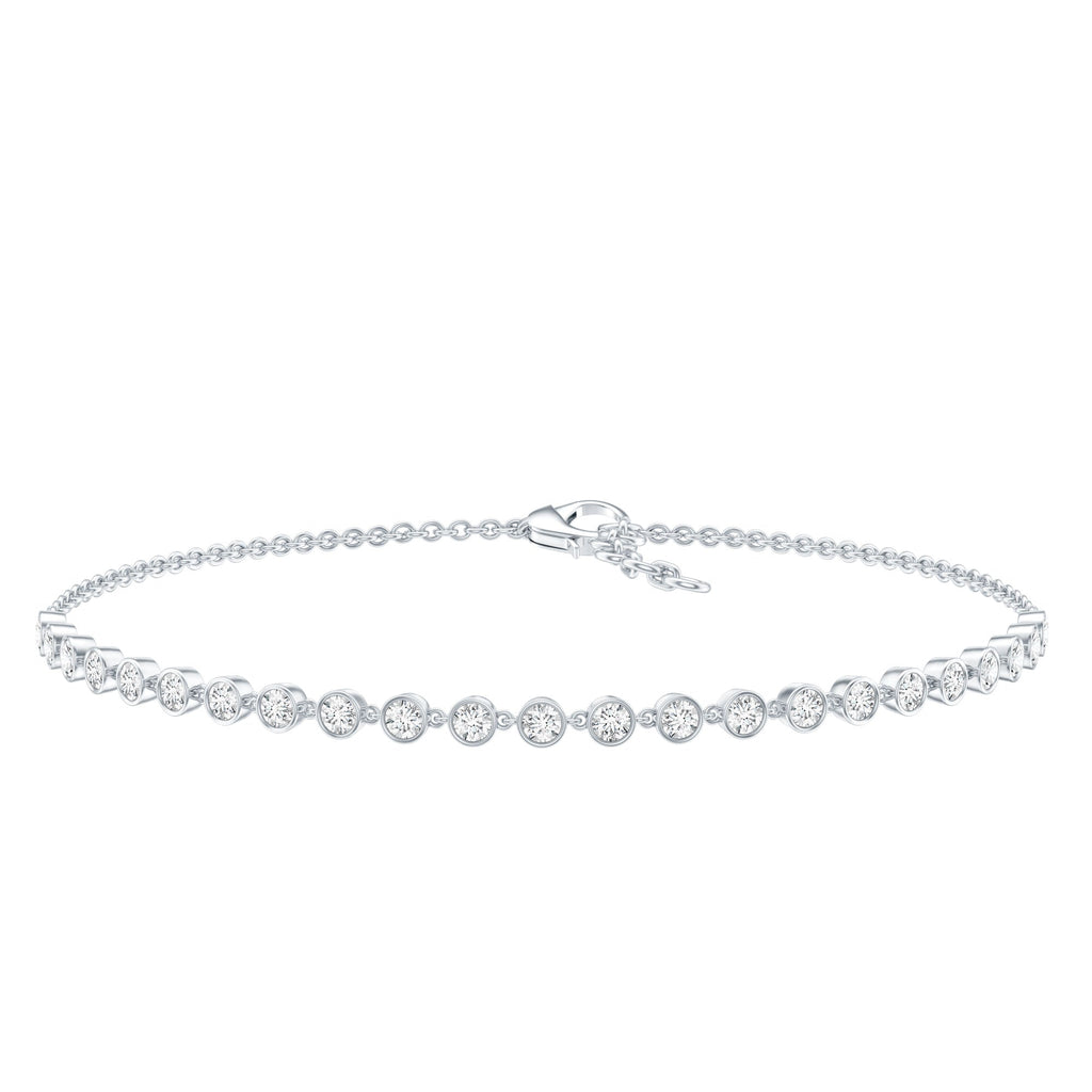 Lab Grown Diamond Bracelet – Bezel Set Diamond Eternity Chain in Precious Metal