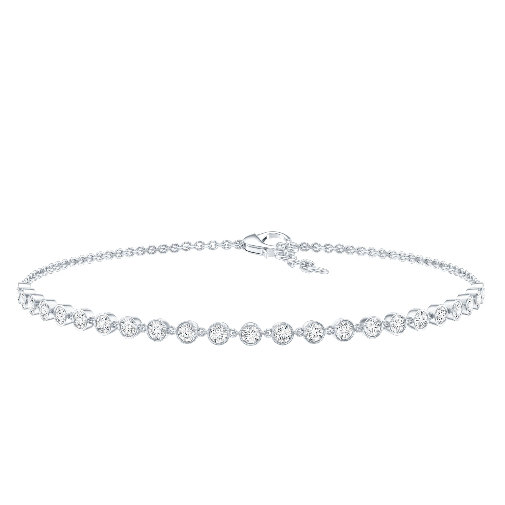 Lab Grown Diamond Bracelet – Bezel Set Diamond Eternity Chain in Precious Metal