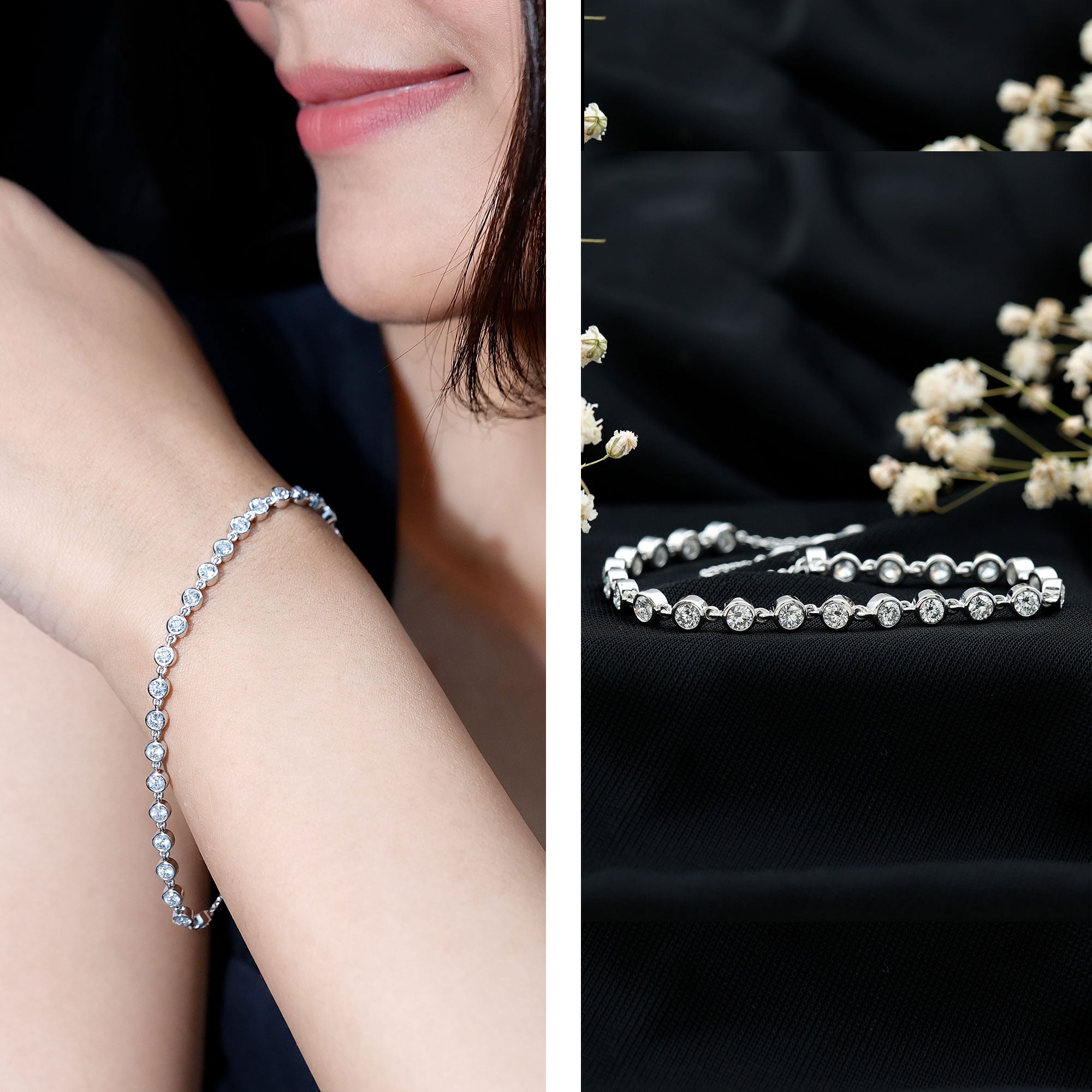 Lab Grown Diamond Bracelet – Bezel Set Diamond Eternity Chain in Precious Metal