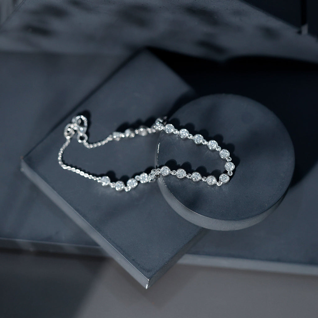 Lab Grown Diamond Bracelet – Bezel Set Diamond Eternity Chain in Precious Metal