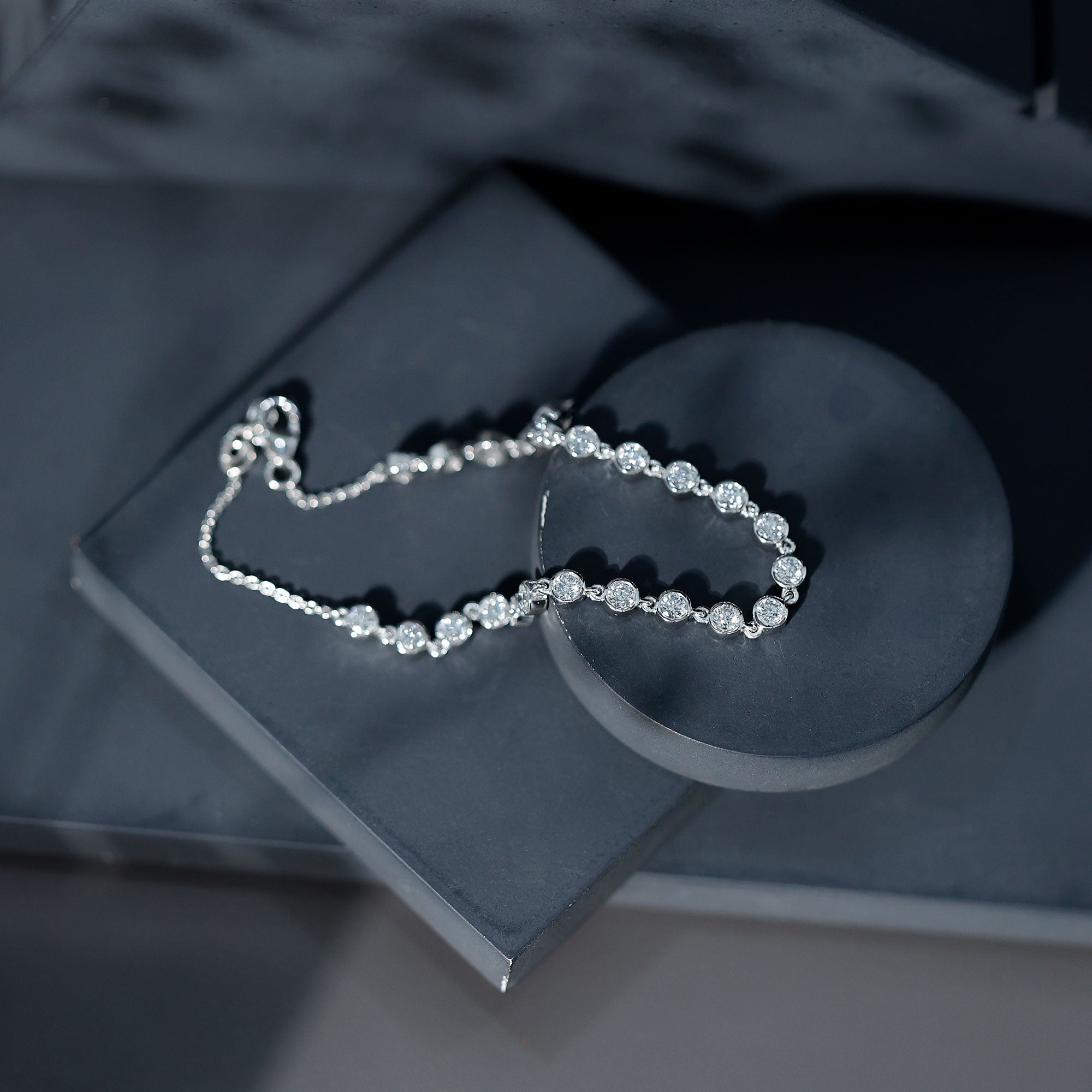Lab Grown Diamond Bracelet – Bezel Set Diamond Eternity Chain in Precious Metal