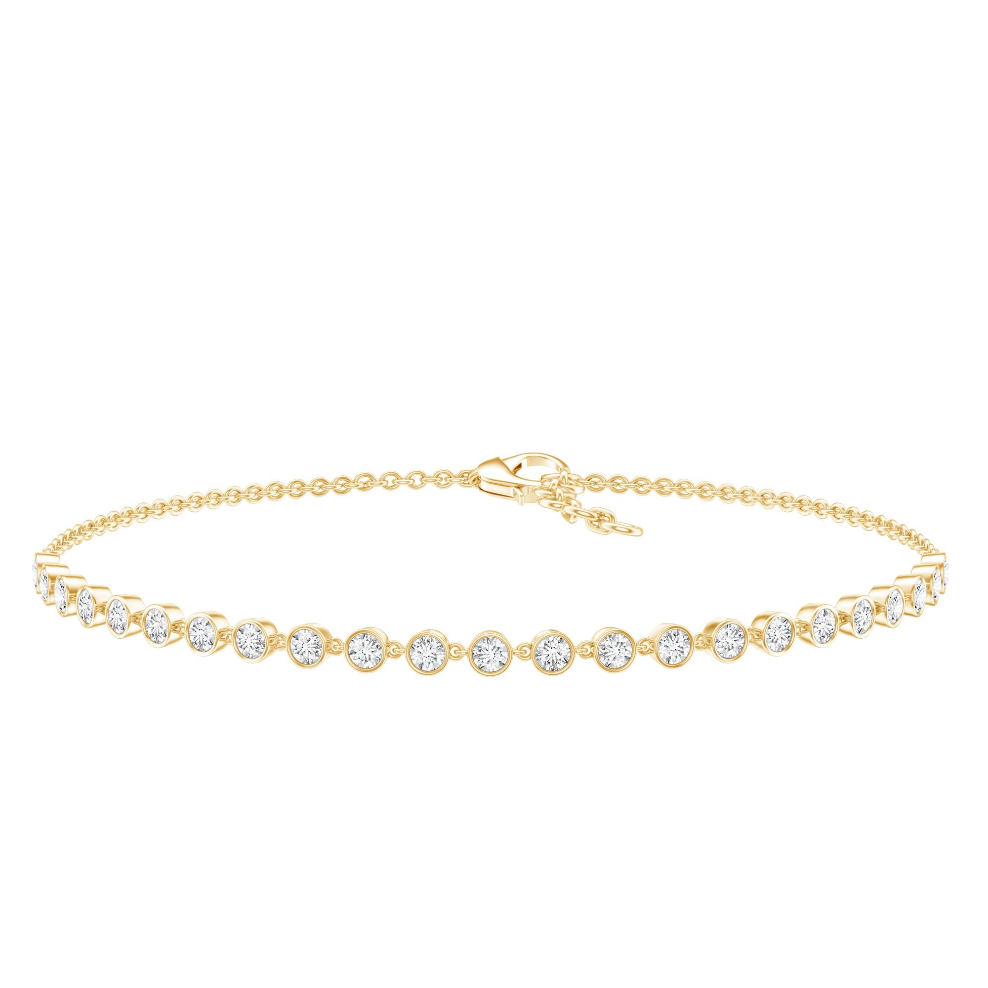 Lab Grown Diamond Bracelet – Bezel Set Diamond Eternity Chain in Precious Metal