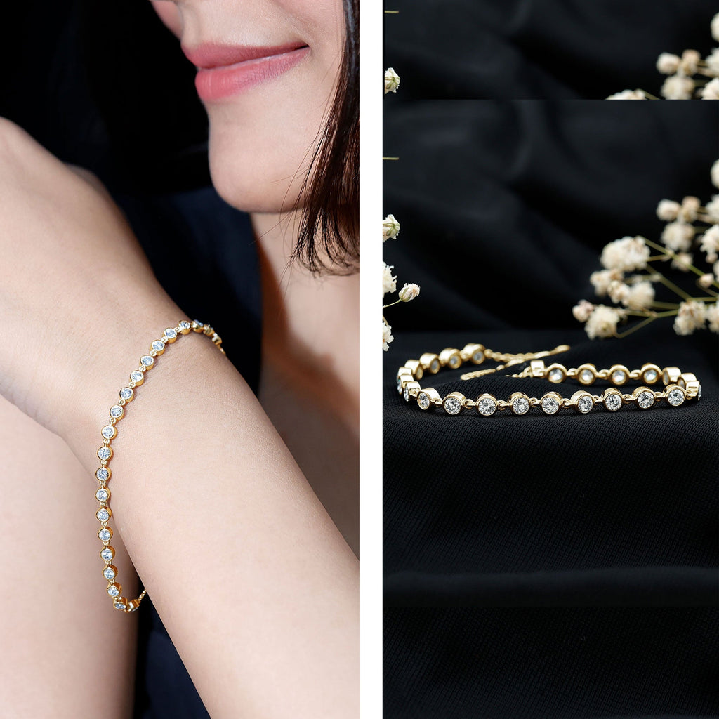 Lab Grown Diamond Bracelet – Bezel Set Diamond Eternity Chain in Precious Metal