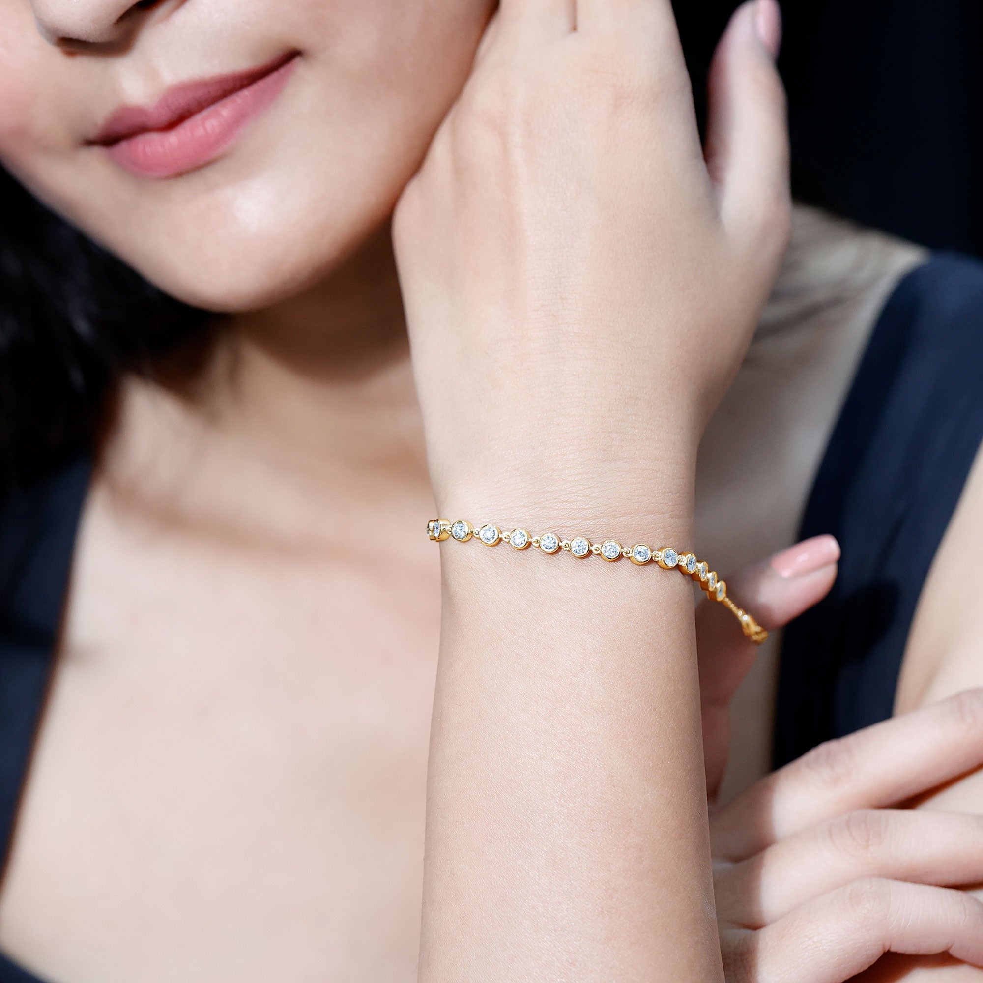 Lab Grown Diamond Bracelet – Bezel Set Diamond Eternity Chain in Precious Metal