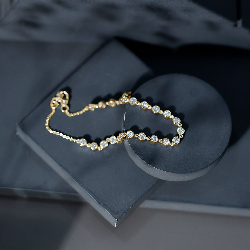 Lab Grown Diamond Bracelet – Bezel Set Diamond Eternity Chain in Precious Metal