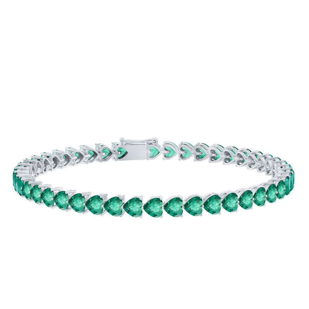 Lab Grown Emerald Bracelet – Heart Shaped Tennis Bracelet With AAAA Quality Emeralds