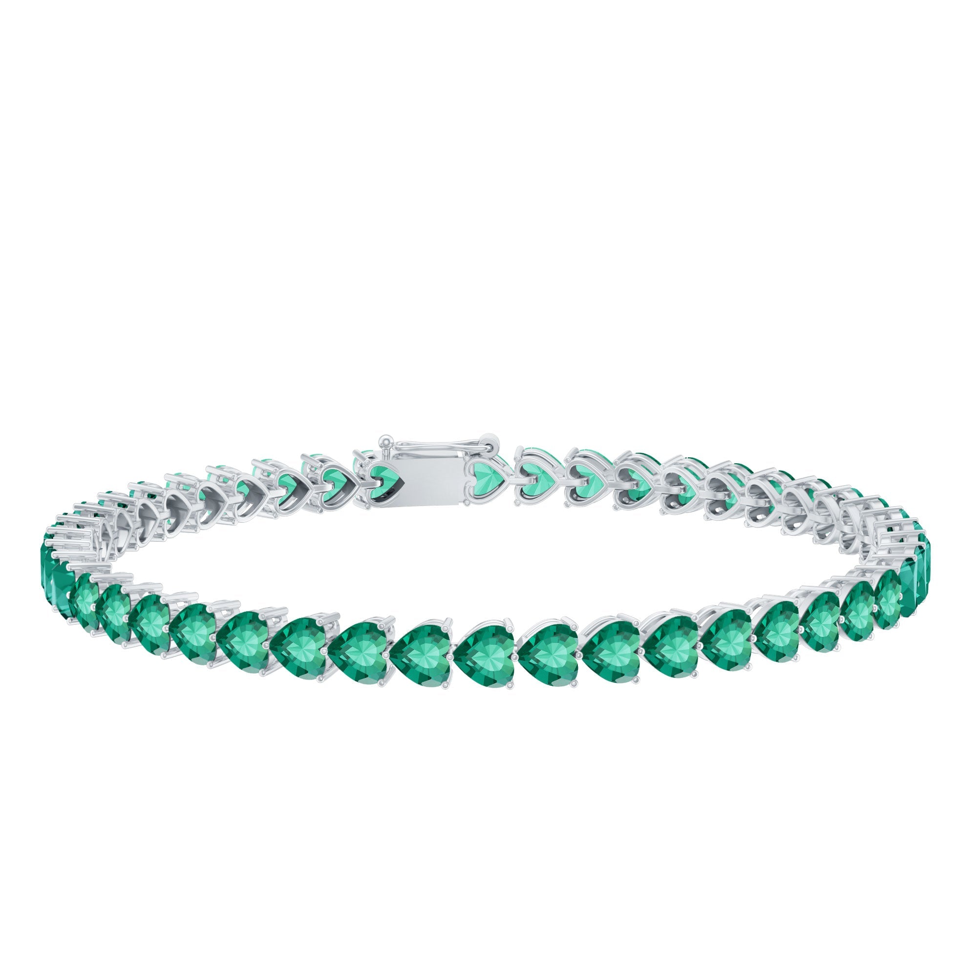 Lab Grown Emerald Bracelet – Heart Shaped Tennis Bracelet With AAAA Quality Emeralds