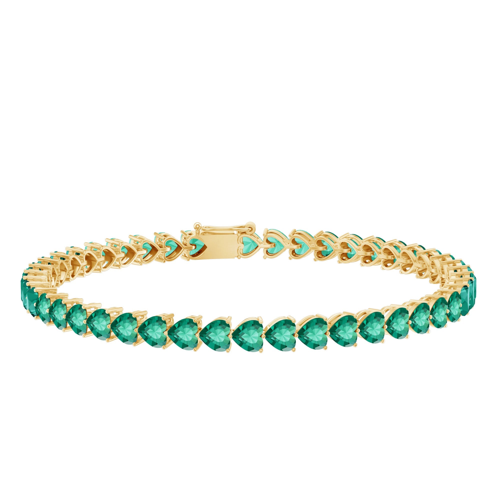 Lab Grown Emerald Bracelet – Heart Shaped Tennis Bracelet With AAAA Quality Emeralds