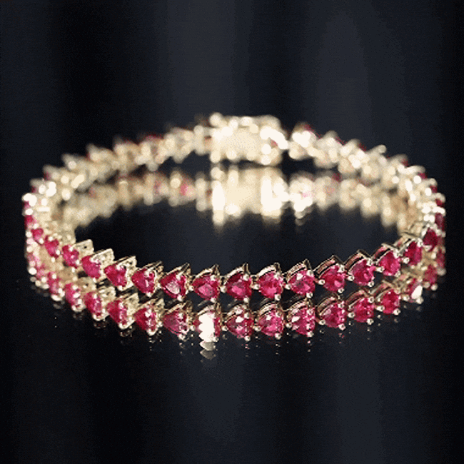 Lab Grown Ruby Bracelet – Heart Shape Tennis Band with AAAA Quality Rubies