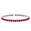 Lab Grown Ruby Bracelet – Heart Shape Tennis Band with AAAA Quality Rubies