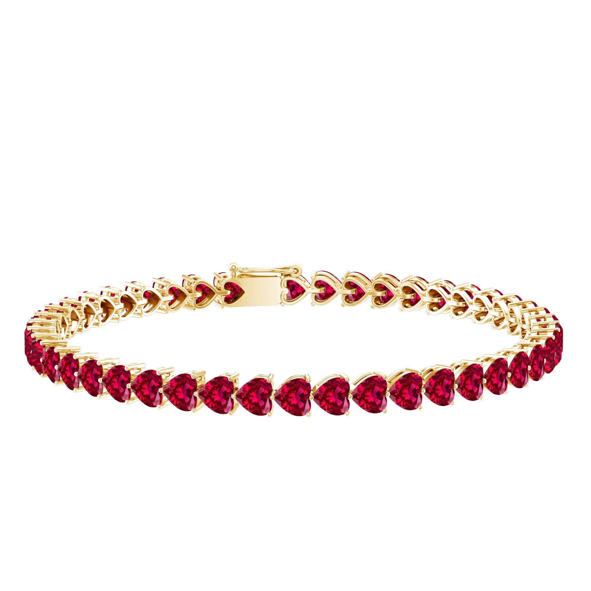 Lab Grown Ruby Bracelet – Heart Shape Tennis Band with AAAA Quality Rubies