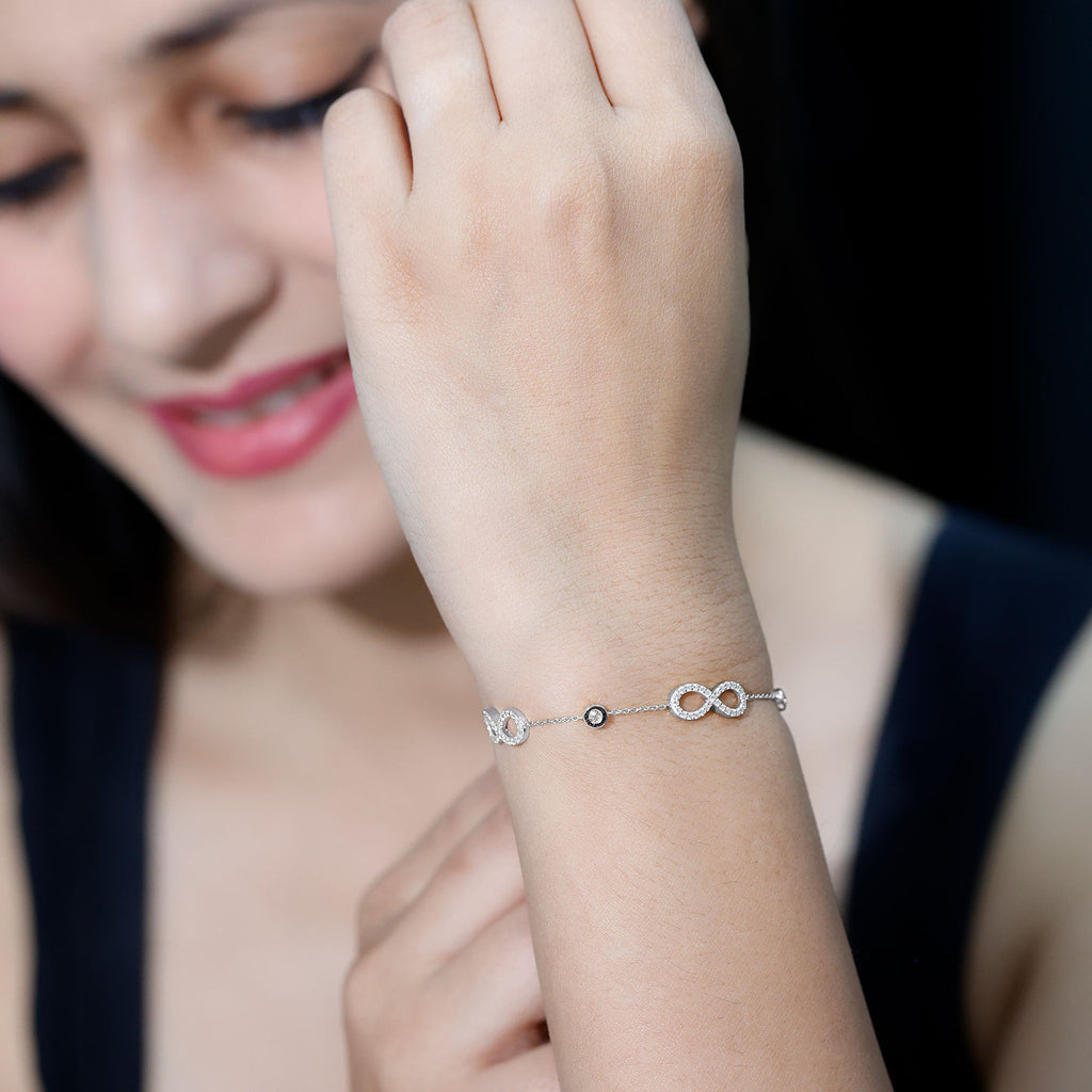 Lab Grown Diamond Bracelet – Infinity Knot Jewelry With Bezel Set Diamonds