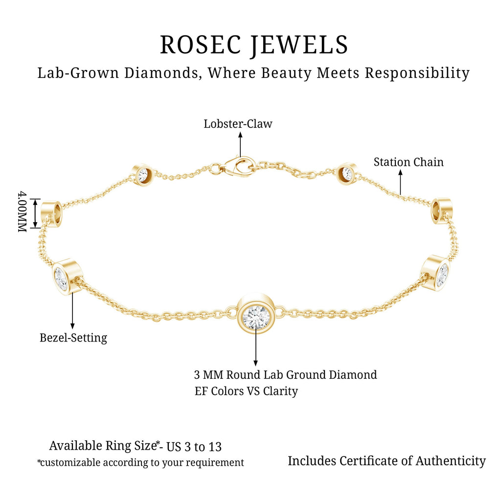 Lab Grown Diamond Bracelet – Elegant Chain Link With Bezel Setting For Women