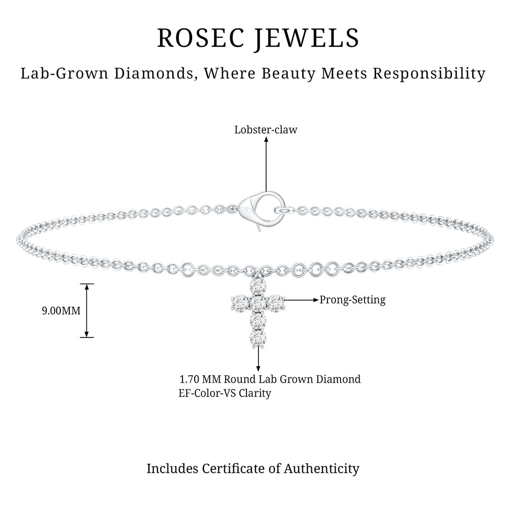 Lab Grown Diamond Bracelet – Elegant Diamond Cross With Prong Setting