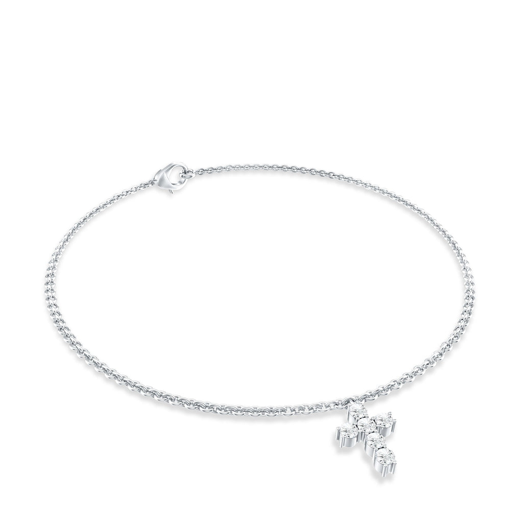 Lab Grown Diamond Bracelet – Elegant Diamond Cross With Prong Setting