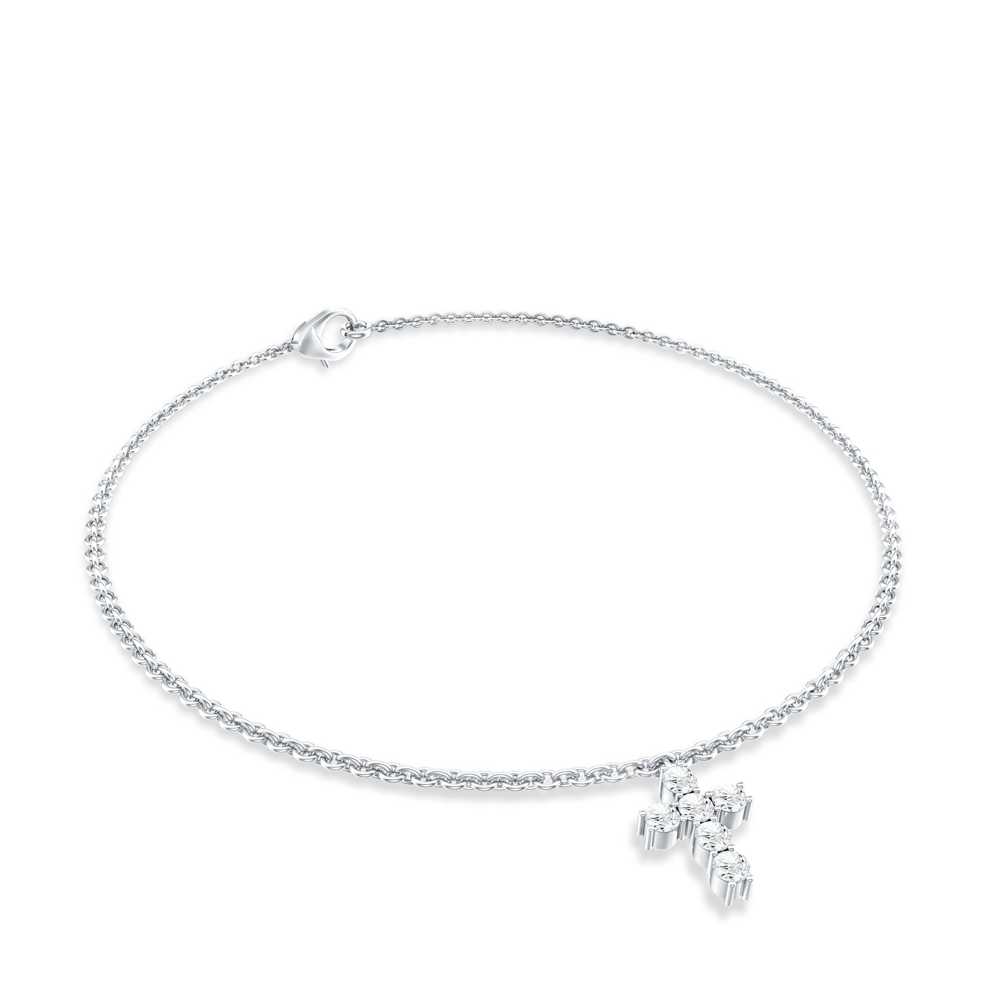 Lab Grown Diamond Bracelet – Elegant Diamond Cross With Prong Setting