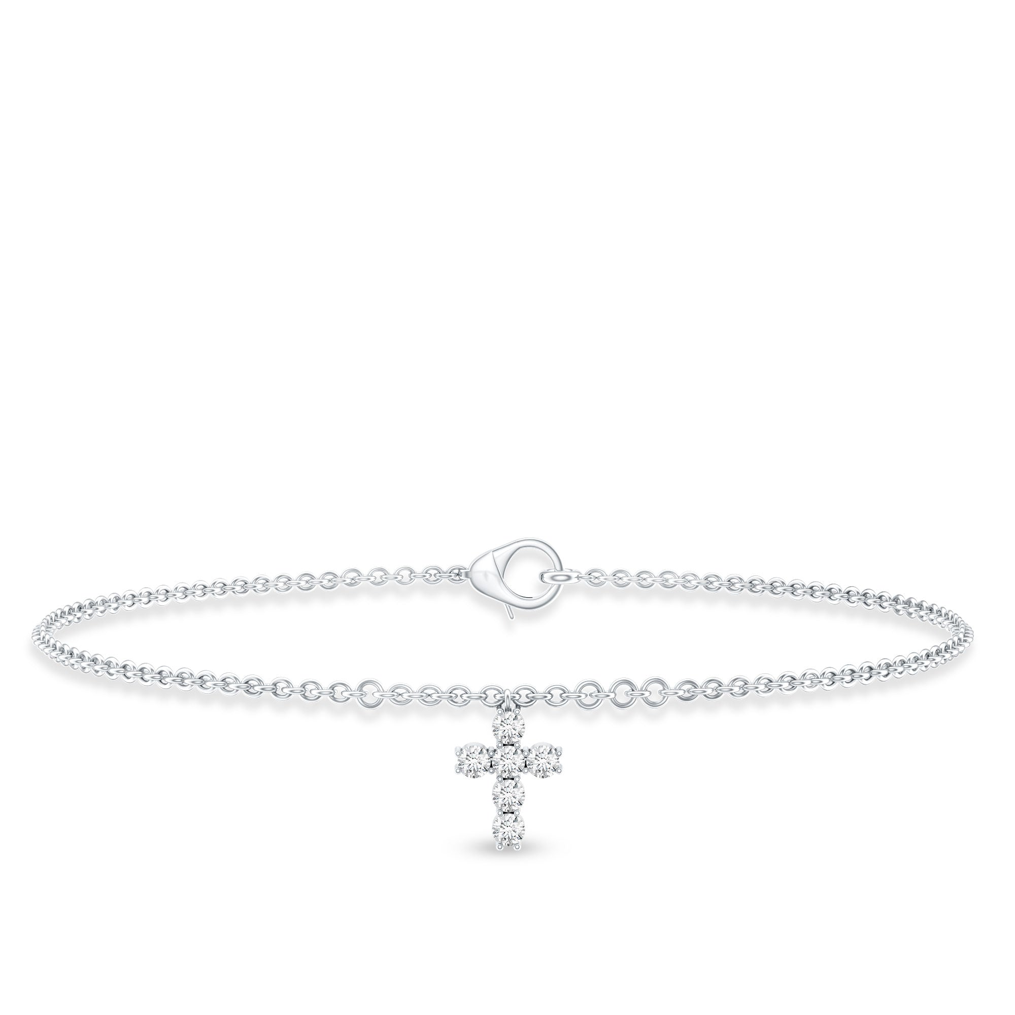 Lab Grown Diamond Bracelet – Elegant Diamond Cross With Prong Setting