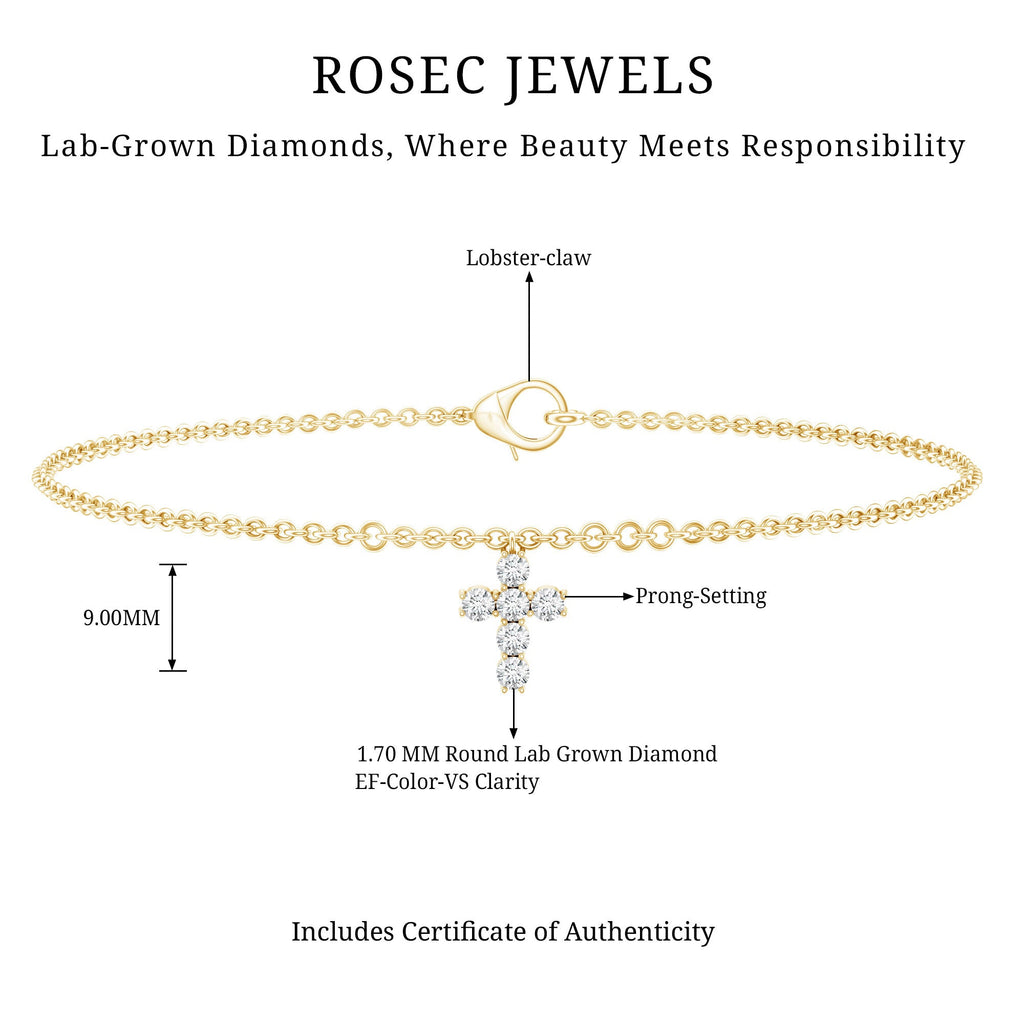 Lab Grown Diamond Bracelet – Elegant Diamond Cross With Prong Setting