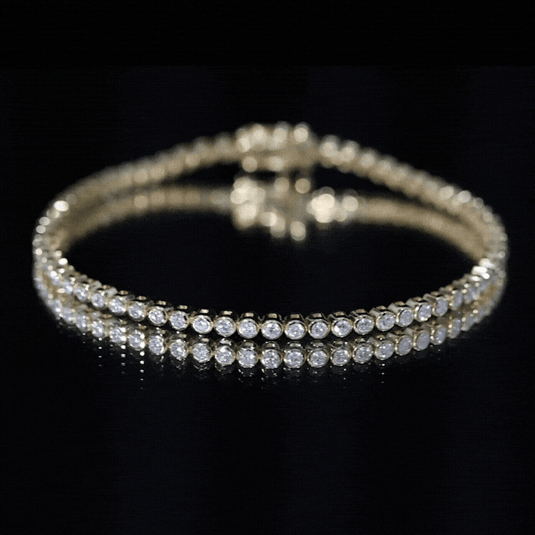Lab Grown Diamond Bracelet - Bezel Set Tennis Bracelet 2 Carat Sparkling Eternity Band