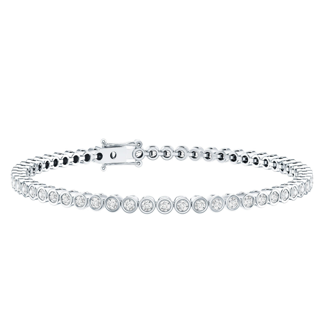 Lab Grown Diamond Bracelet - Bezel Set Tennis Bracelet 2 Carat Sparkling Eternity Band