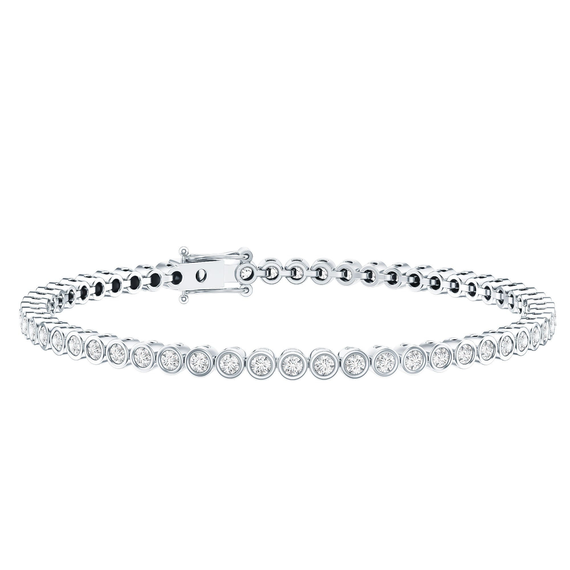 Lab Grown Diamond Bracelet - Bezel Set Tennis Bracelet 2 Carat Sparkling Eternity Band