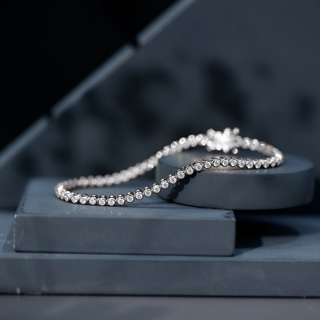 Lab Grown Diamond Bracelet - Bezel Set Tennis Bracelet 2 Carat Sparkling Eternity Band