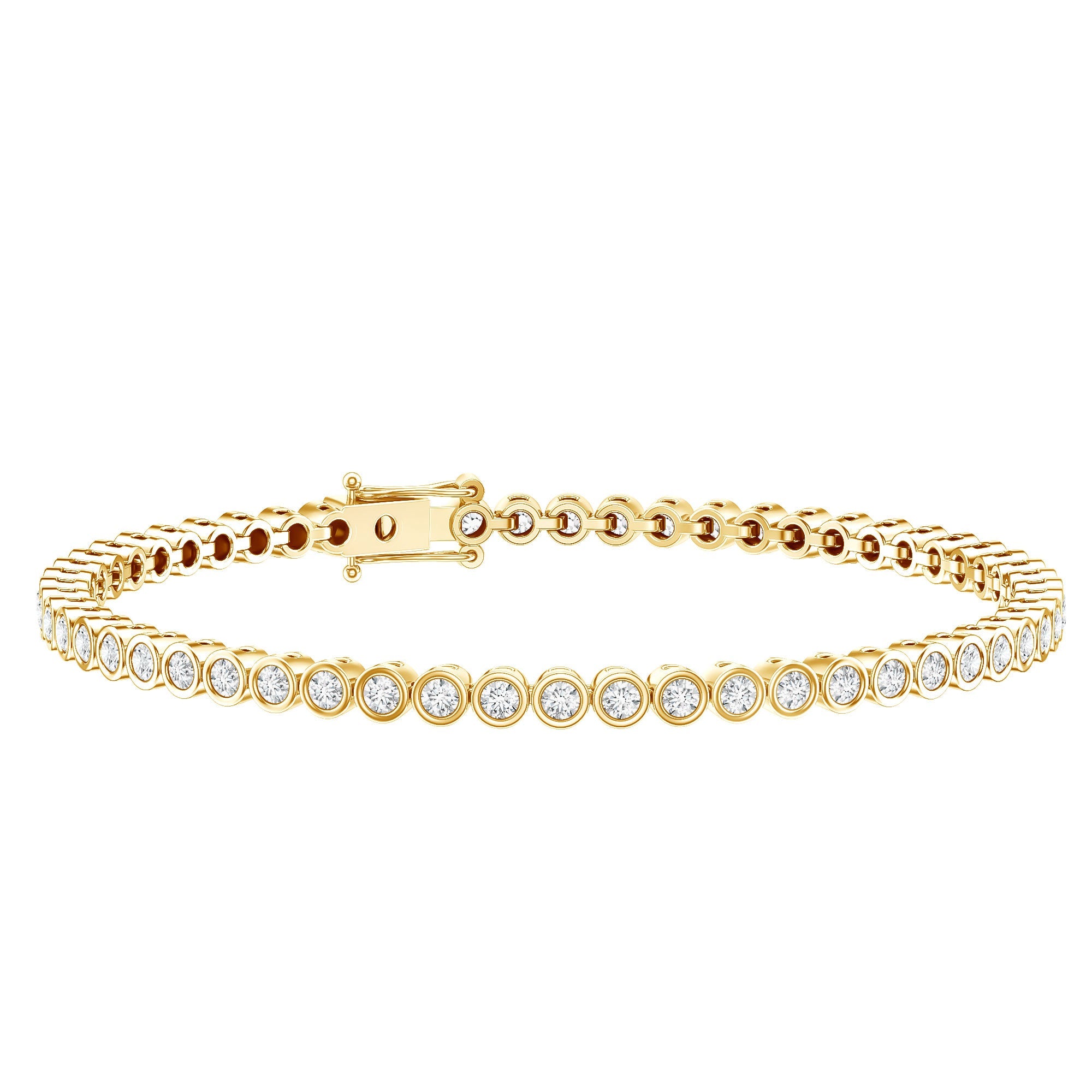 Lab Grown Diamond Bracelet - Bezel Set Tennis Bracelet 2 Carat Sparkling Eternity Band