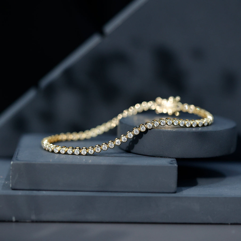 Lab Grown Diamond Bracelet - Bezel Set Tennis Bracelet 2 Carat Sparkling Eternity Band