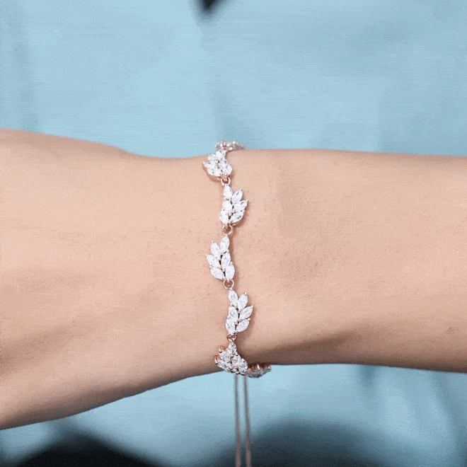 Lab Grown Diamond Bracelet – Adjustable Bolo Leaf Design With Marquise Cut